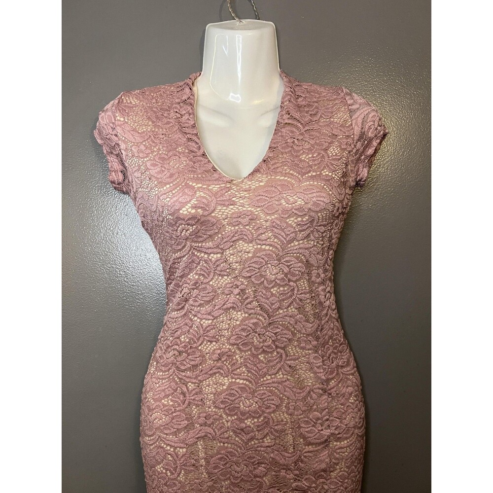 Joe & Elle Dress Womens Small Mauve Pink Lace Bodycon Sheath Made USA Party